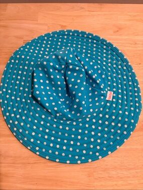 RuffleButts Turquoise Polka Dot Swim Sun Hat 3-5T